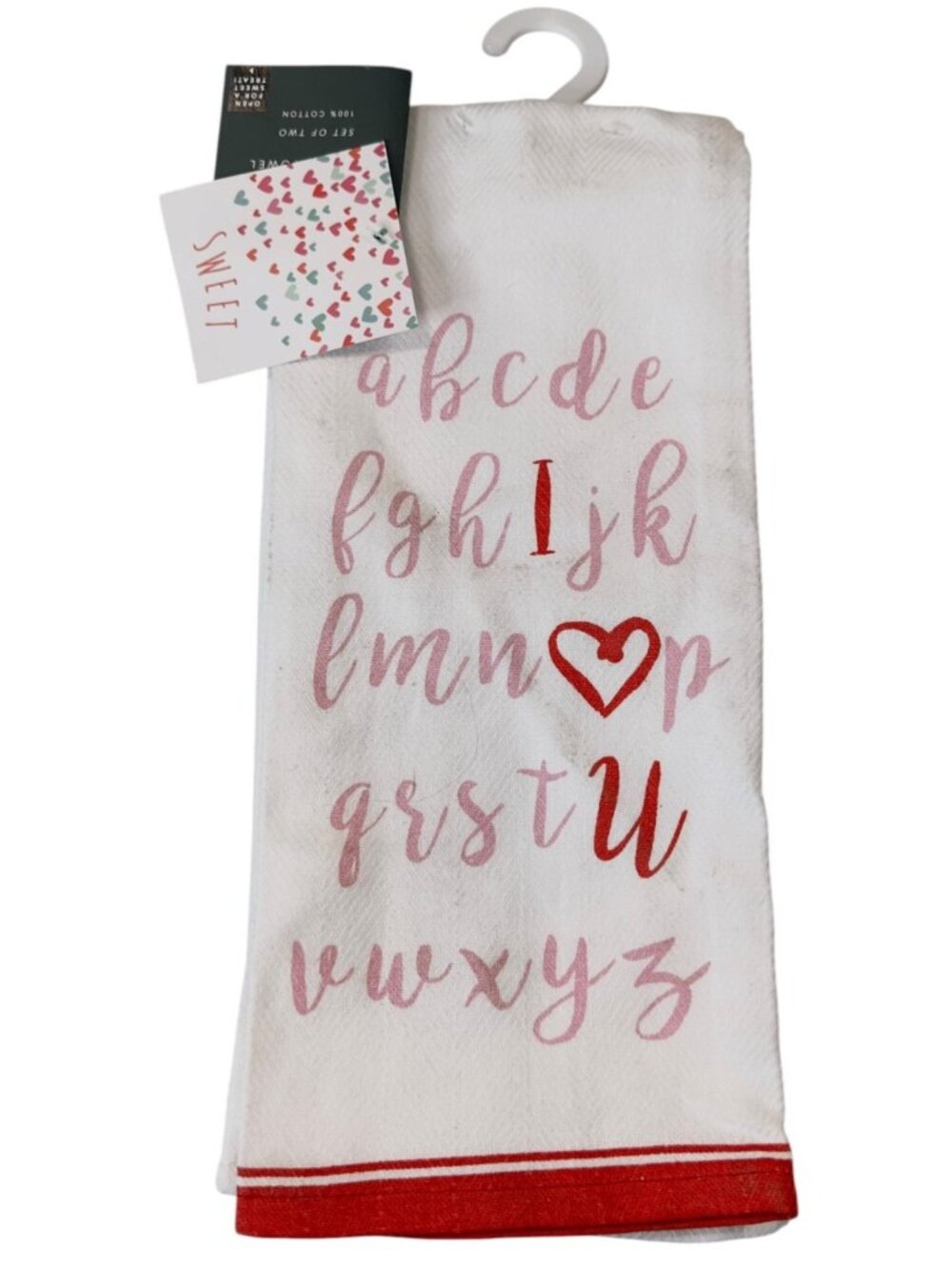 Envogue Valentine Kitchen Towels Set of 2 Cotton Alphabet Heart Sweet